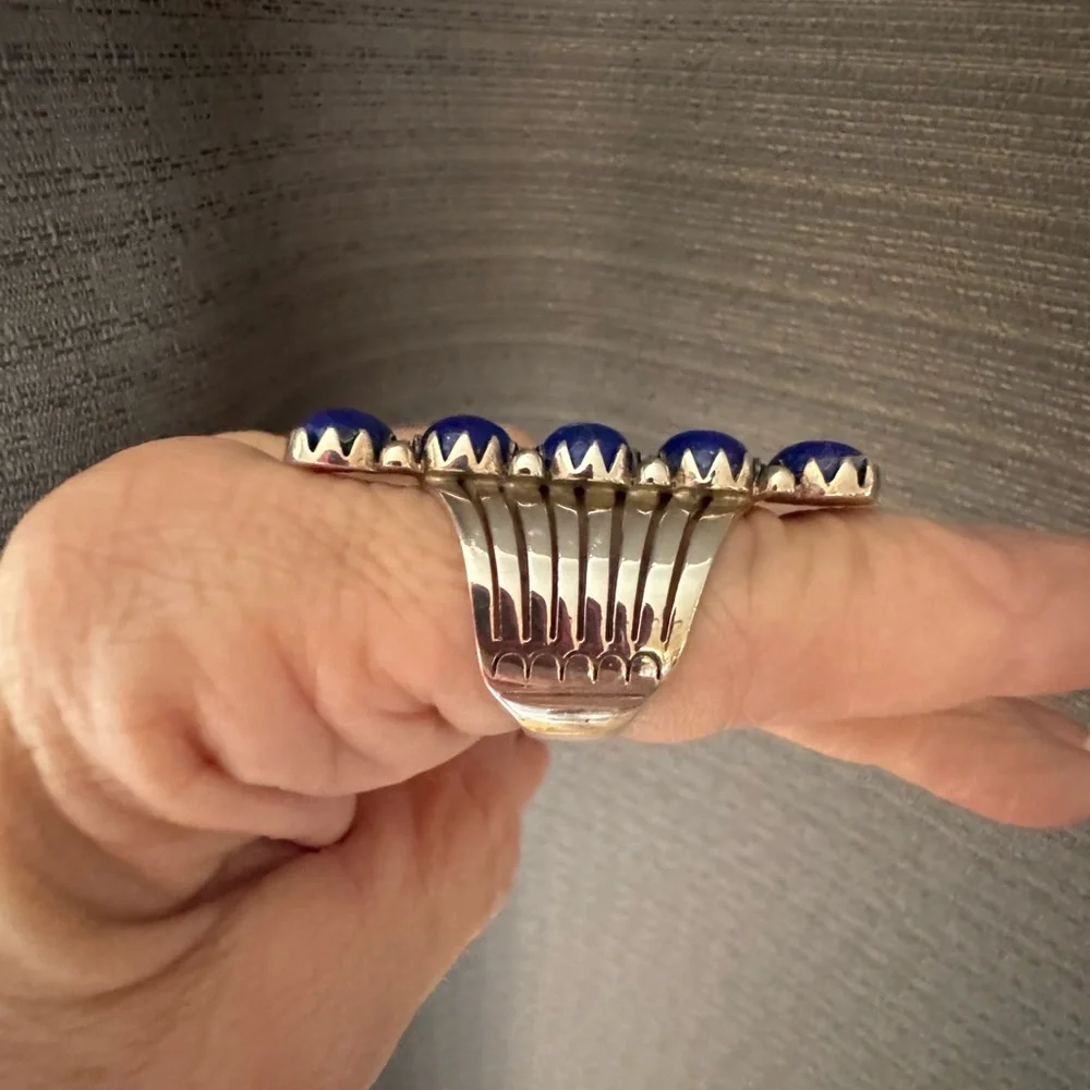 Native American sterling silver and blue lapis ring - Picture 2 of 3